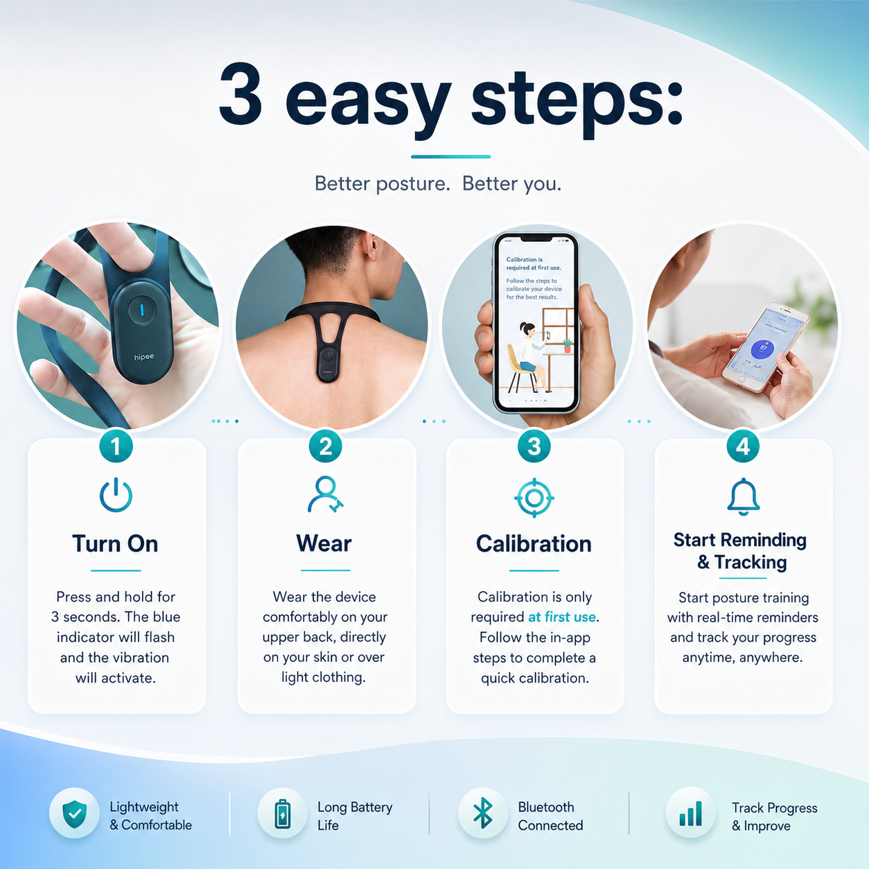 Setup steps for the Uprexa posture trainer